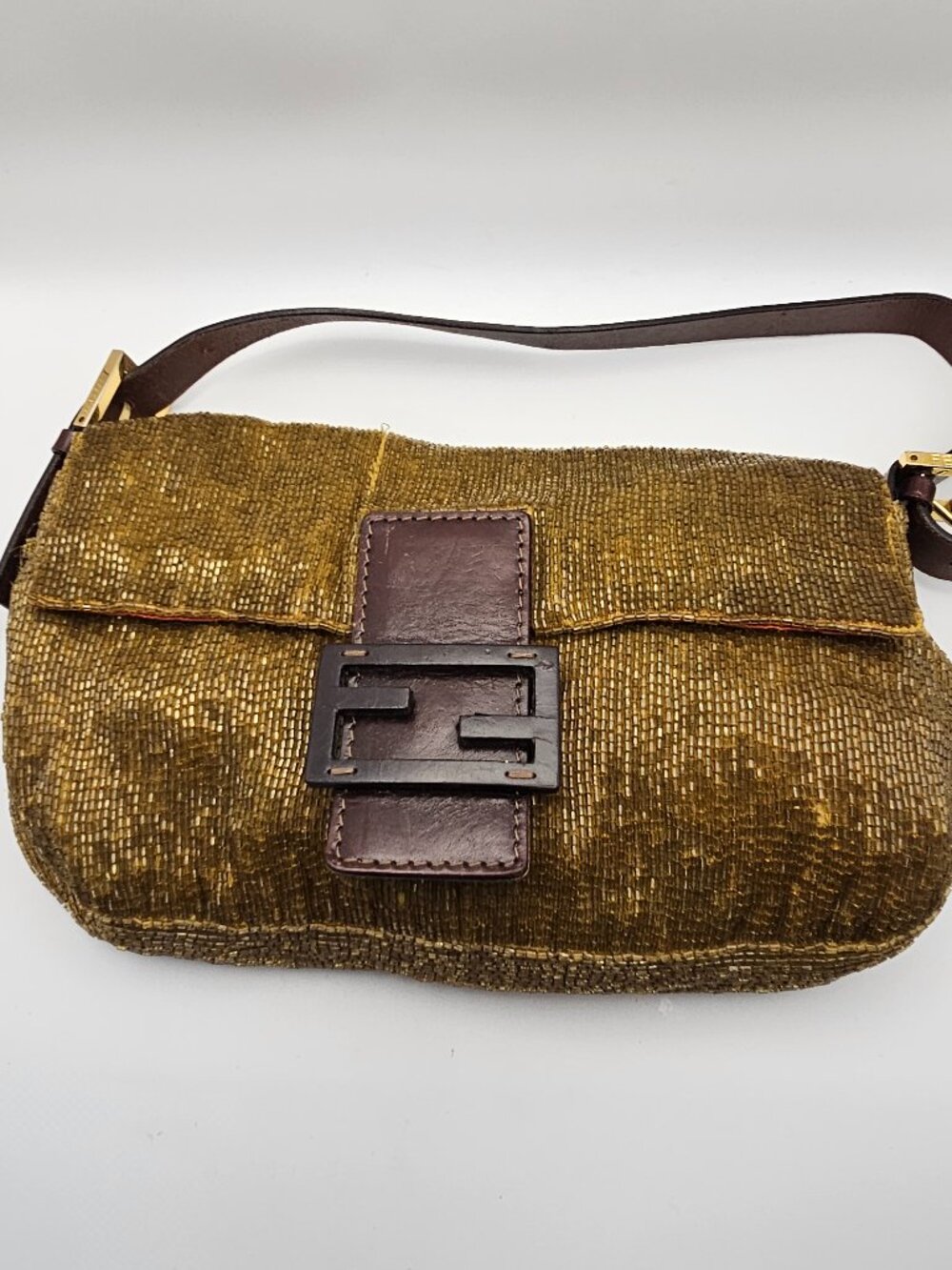 Fendi Gold Beaded Baguette – Vintage Collector Piece (Rare)